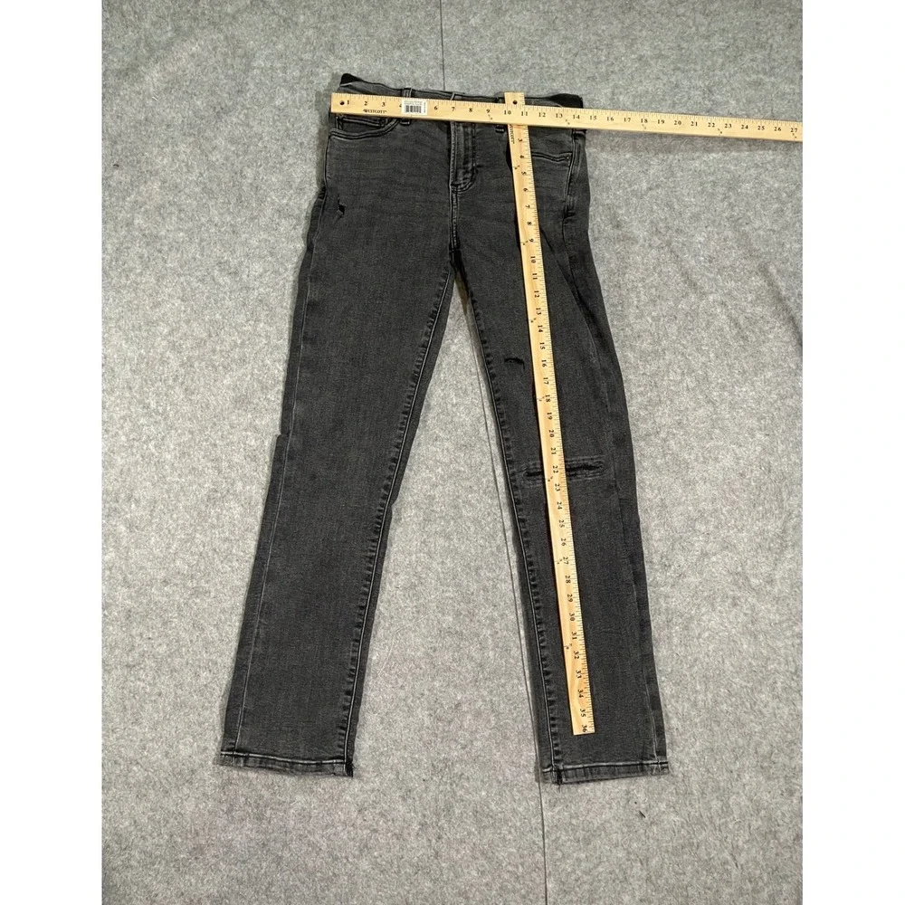 Abercrombie Kids Straight Leg Jeans Distressed Faded Black Size 13/14 Long